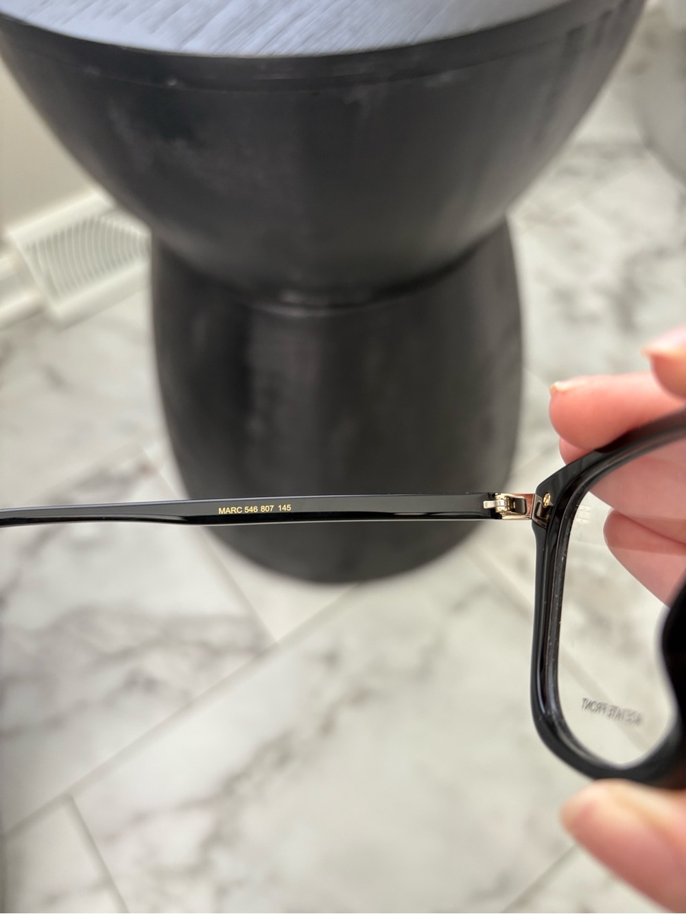 NEW Marc Jacobs Black Square Acetate Eyeglasses with Gold Accents - Picture 4 of 6